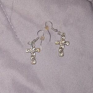 Sterling silver cross  dangle earings